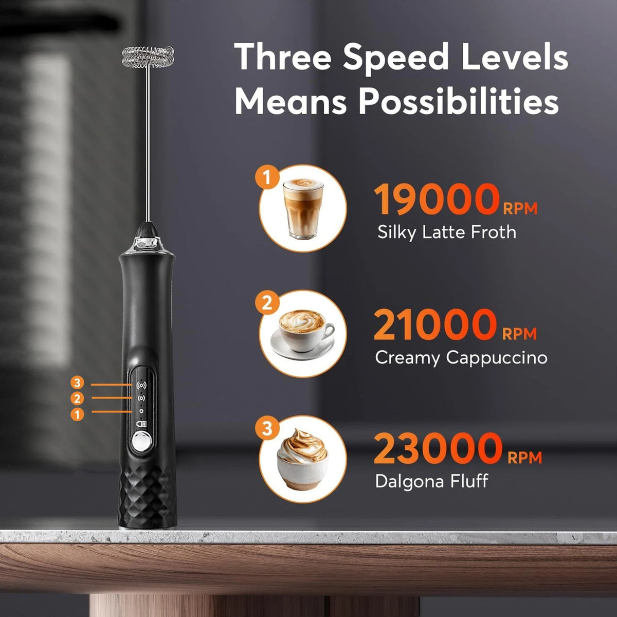 Rechargeable Electric Milk Frother Wand Handheld Foam Maker for Latte Coffee Drink Mixer Portable Drink Mixer Gift Idea Clickngo24