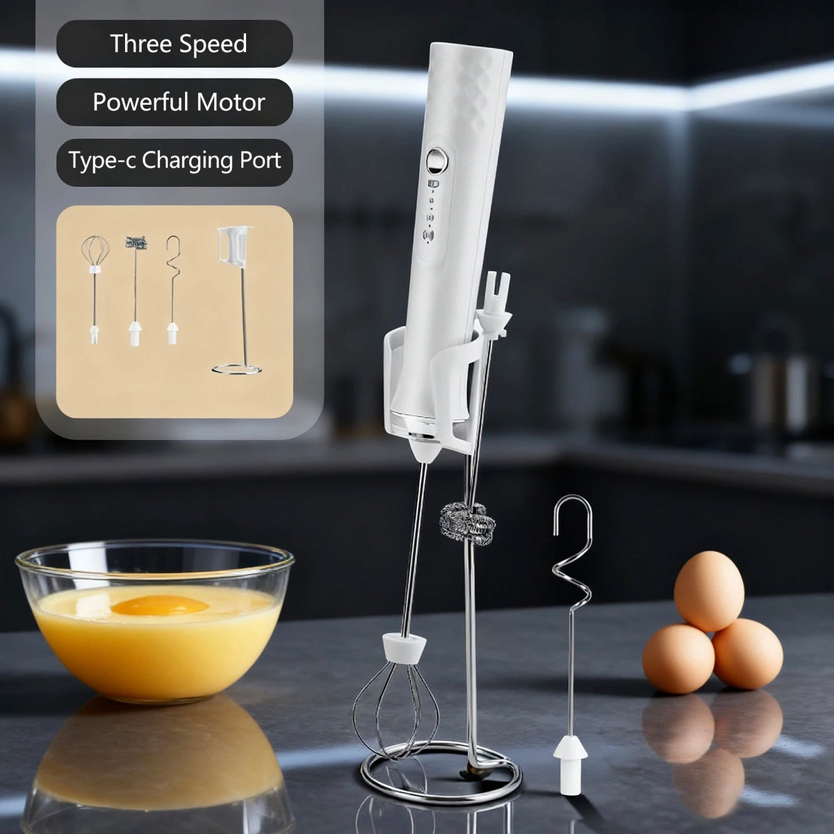 Rechargeable Electric Milk Frother Wand Handheld Foam Maker for Latte Coffee Drink Mixer Portable Drink Mixer Gift Idea Clickngo24