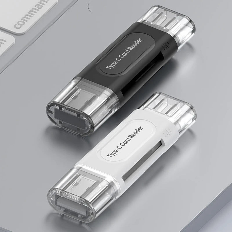 4-in-1 Multifunction USB Type-C Card Reader Black External Memory Stick Adapter for Mini SD TF USB 2.0 Stretch Storage Reader Clickngo24