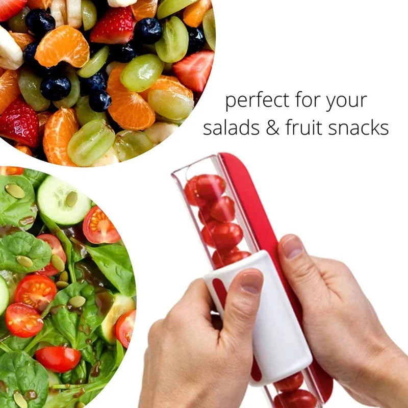Manual Tomato Grape Cherry Slicer Short Eyecatching Fruit Vegetable Salad Tool Kitchen Gadget Progressive Zip Slicer Clickngo24