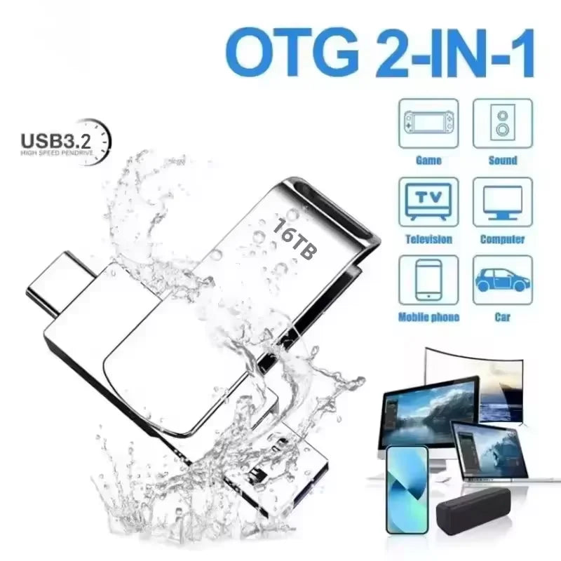 New High Speed Transfer Metal Memory Card Flash Drive Waterproof Durable 2TB USB 3.2 Flash Drive Brand Metal USB Drive New