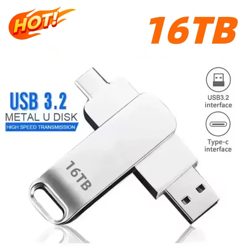 New High Speed Transfer Metal Memory Card Flash Drive Waterproof Durable 2TB USB 3.2 Flash Drive Brand Metal USB Drive New