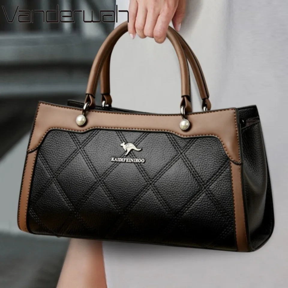 Luxury PU Leather Tote Bag for Women Casual Large Capacity Shoulder Handbag with Zipper Closure Soft Polyester Lined Designer Handbag Clickngo24