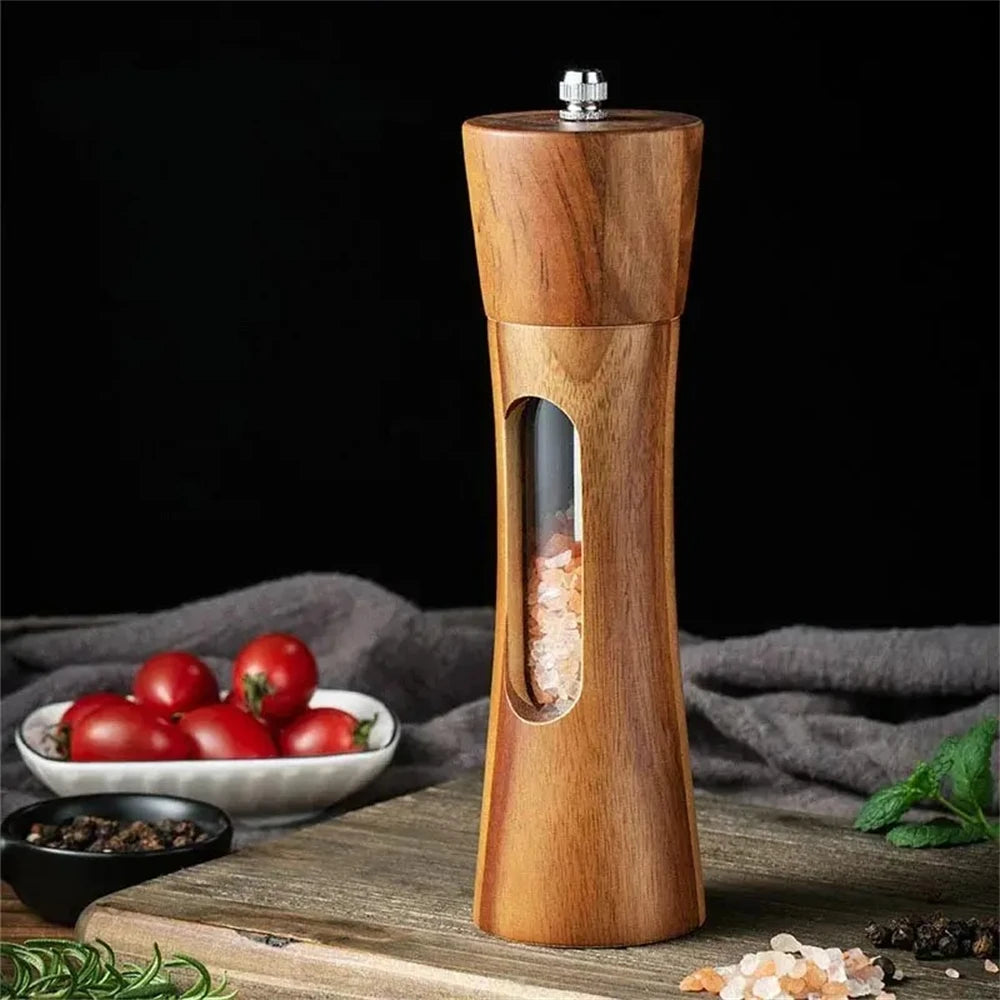 1/2PCS Wooden Pepper Grinder Salt Mill Adjustable Spice Grinding Kitchen Cooking Tool