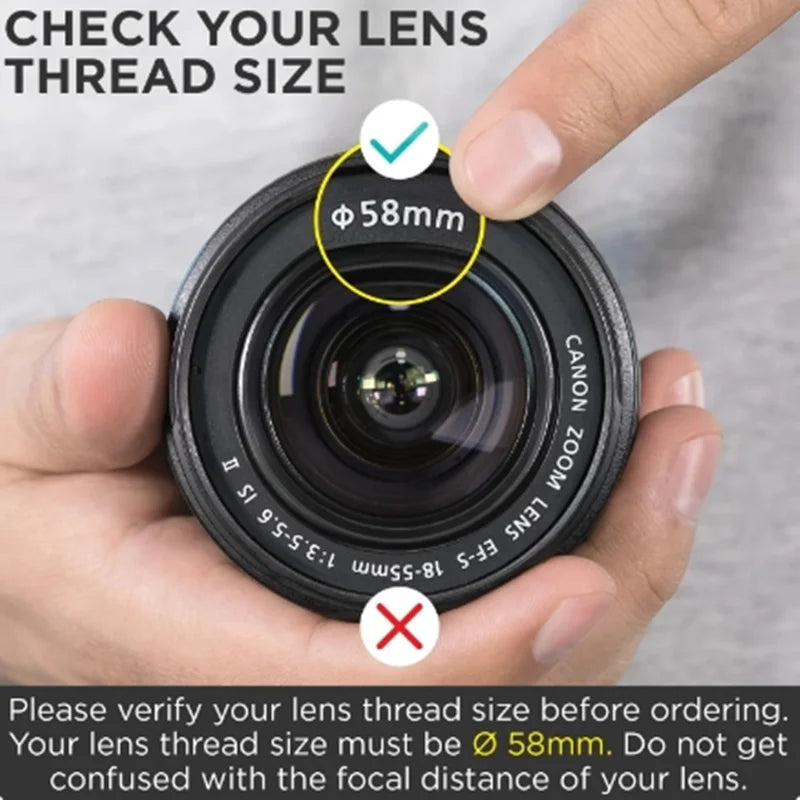 52mm Wide Angle Macro Lens 0.45X Magnification Universal Conversion Lens for Canon Nikon Sony Cameras Compatible Telescope Accessory Clickngo24