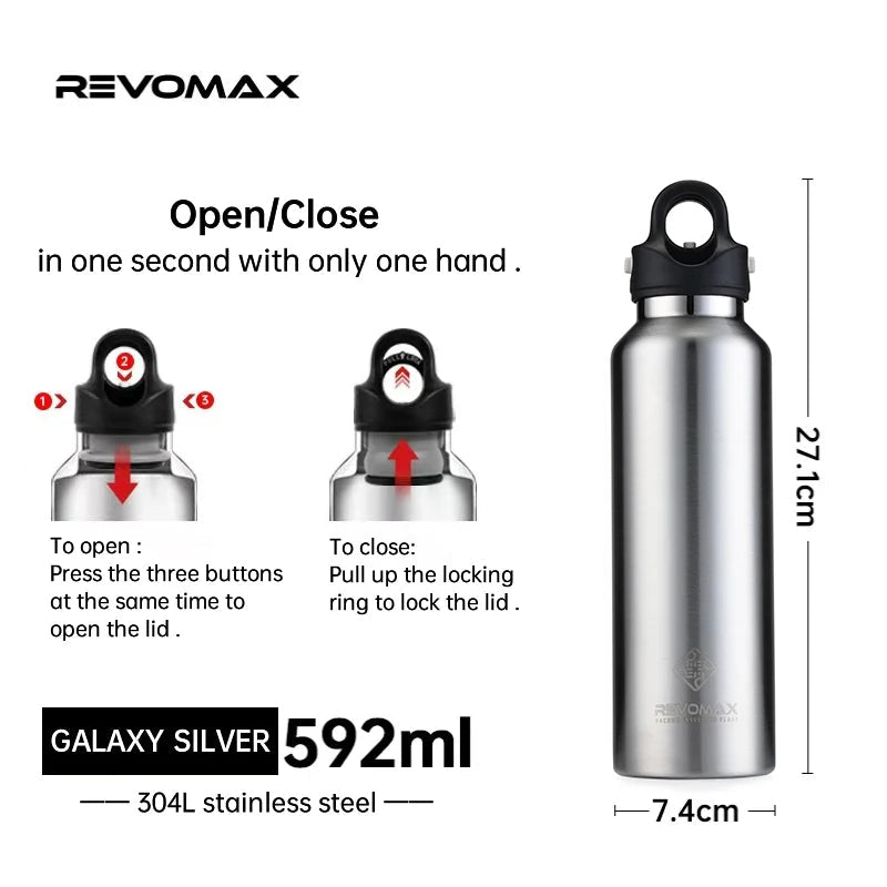 RevoMax Insulated Stainless Steel Water Bottle Double Wall Vacuum Flask - Keeps Hot And Cold - Eco-Friendly Thermos in 350/500/750/1000ml Sizes Clickngo24