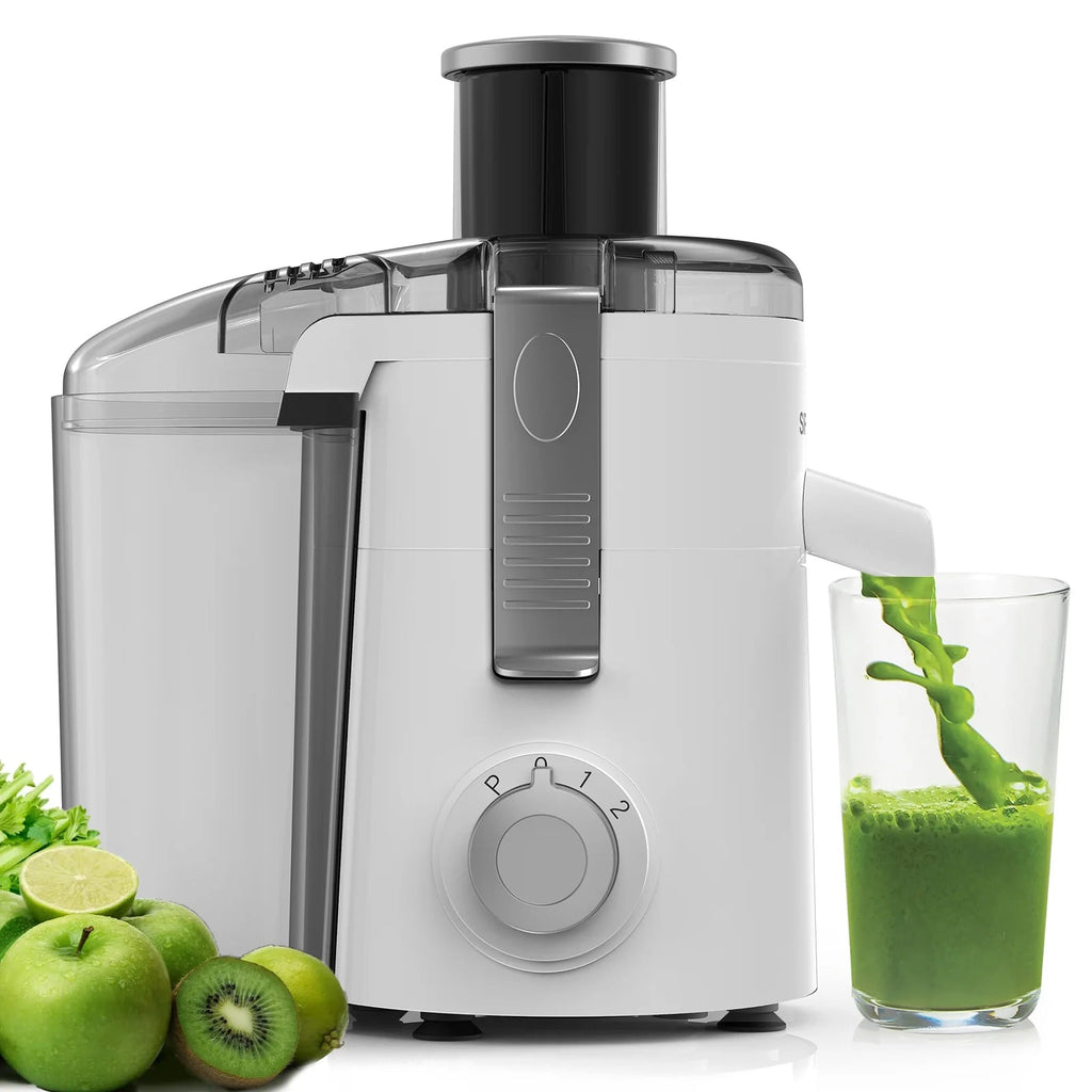 Centrifugal Juice Extractor Compact 3-Speed Fruit & Vegetable Juicer Easy-Clean User-Friendly White Stainless Steel Blade Clickngo24