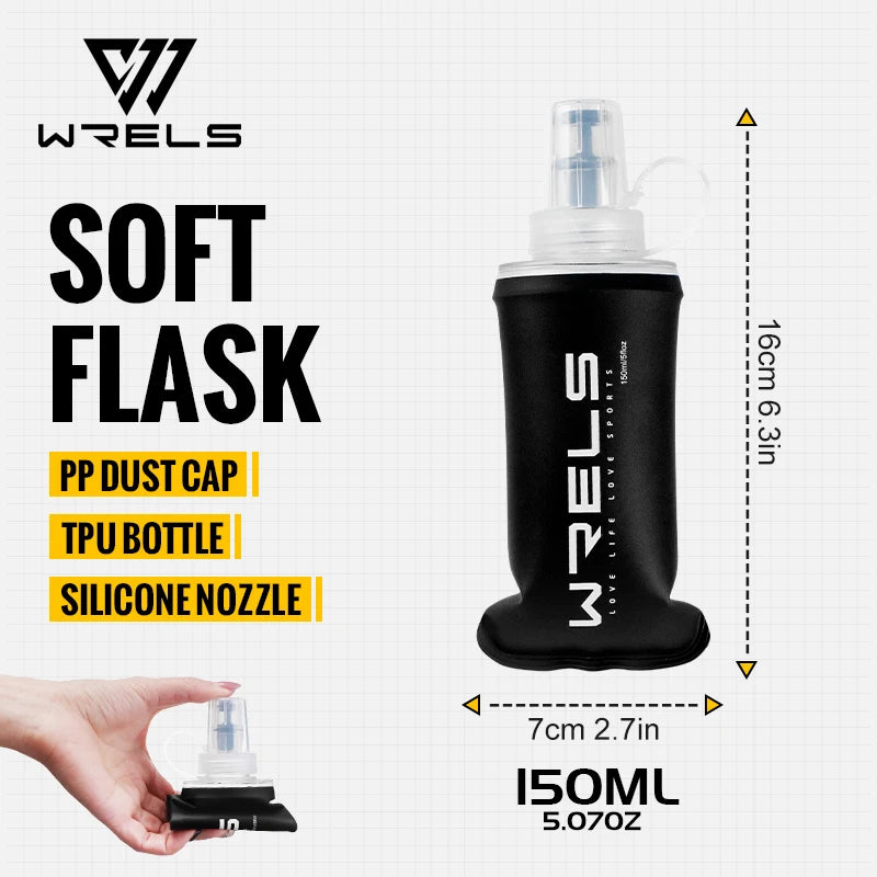 WRELS Portable TPU Soft Water Bottle BPA Free Folding Soft Flasks For Outdoor Sports Marathon Running Hydration Camping Hiking Clickngo24