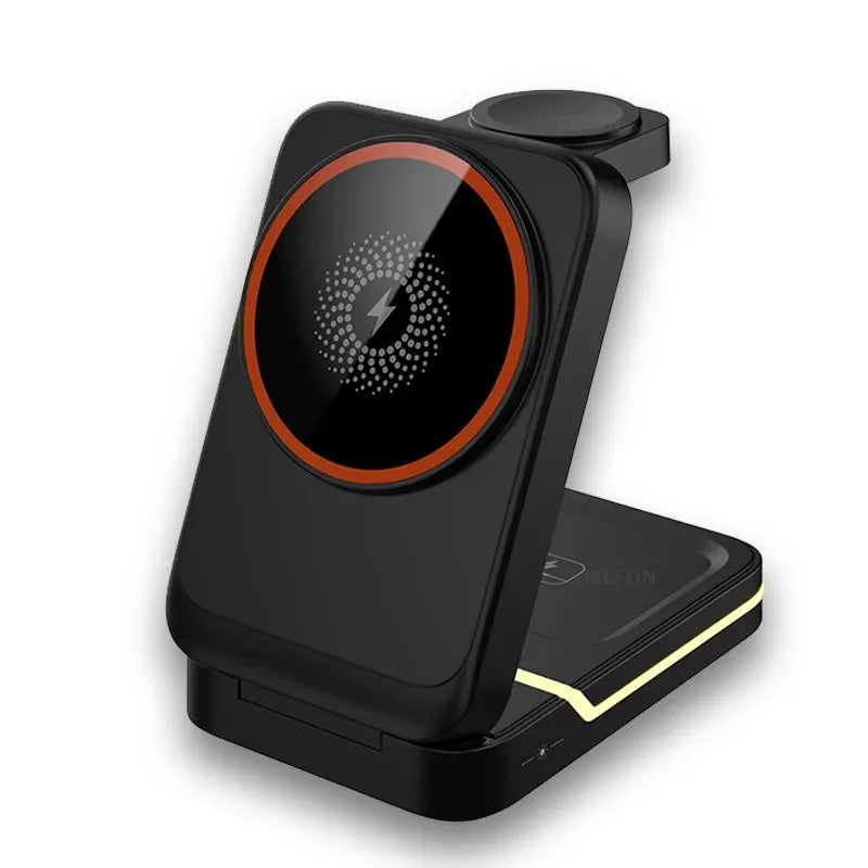 3 in 1 Magnetic Foldable Wireless Charger Stand for Magsafe iPhone 16/15/14/13/12 pro Apple Watch 2-9 SE Airpods pro - Travel Fast Charging Base Clickngo24
