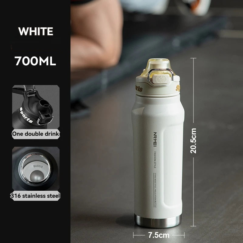 1L Stainless Steel Vacuum Flask Thermos Water Bottle with Straw Eco-Friendly Insulated Beverage Container for Gym Sport - Keeps Cold & Hot Clickngo24