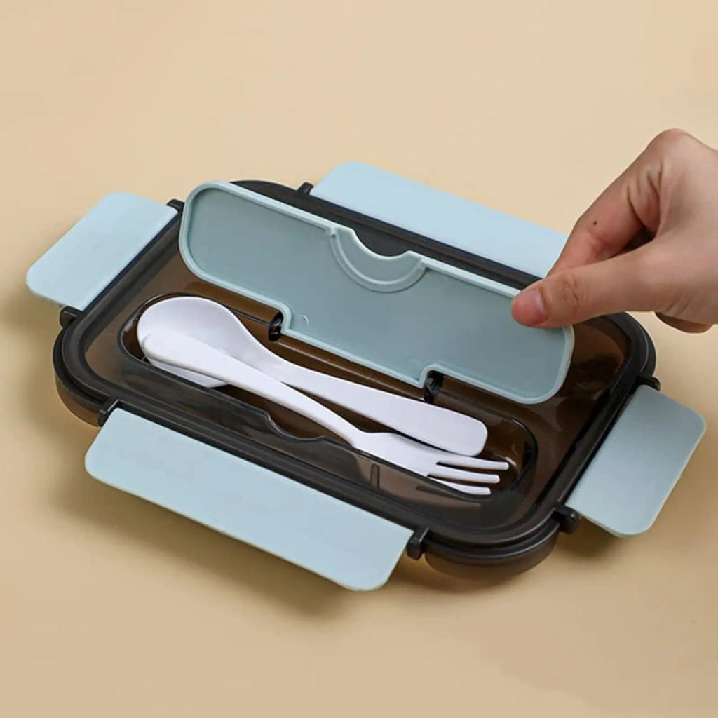 1500ml Portable Three Grid Lunch Box With Fork And Spoon Kids Students Adult Office Bento Box Microwave Food Storage Container Clickngo24