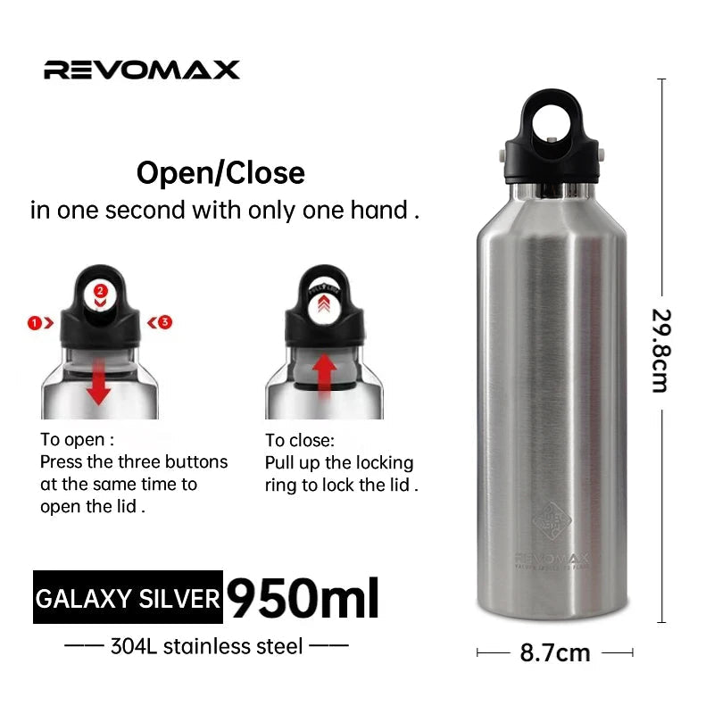 RevoMax Insulated Stainless Steel Water Bottle Double Wall Vacuum Flask - Keeps Hot And Cold - Eco-Friendly Thermos in 350/500/750/1000ml Sizes Clickngo24