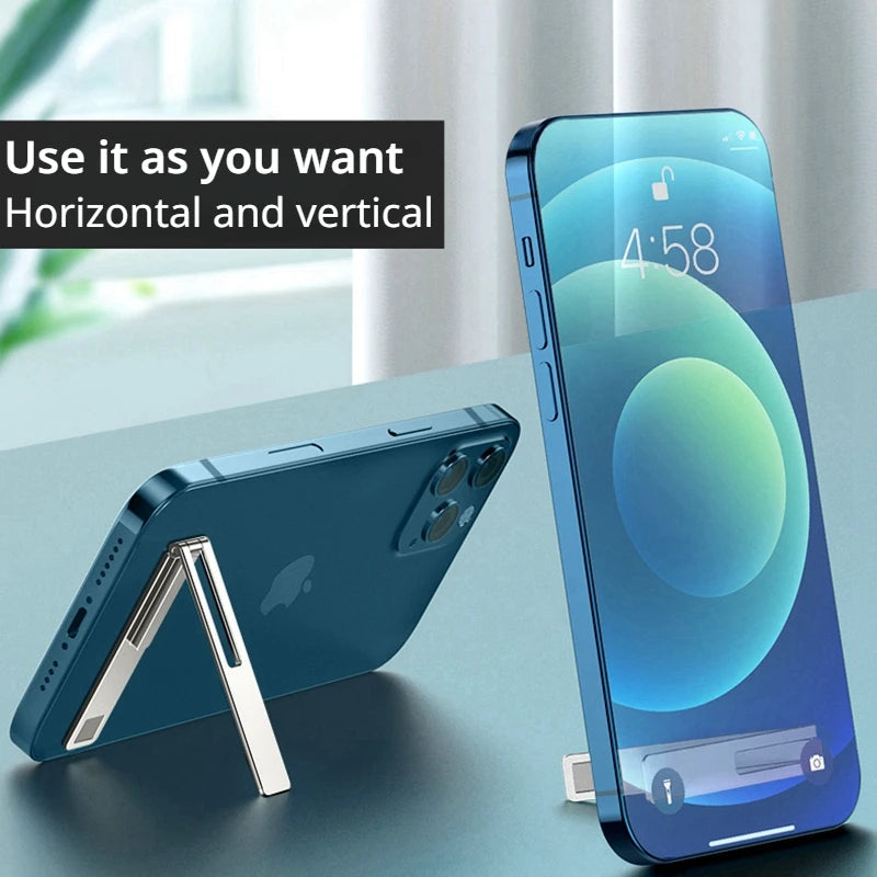 Magnetic Ultra Thin Foldable Mobile Phone Holder Bracket Metal Alloy Desktop Cell Phone Stands Universal Phone Support Kickstand Clickngo24