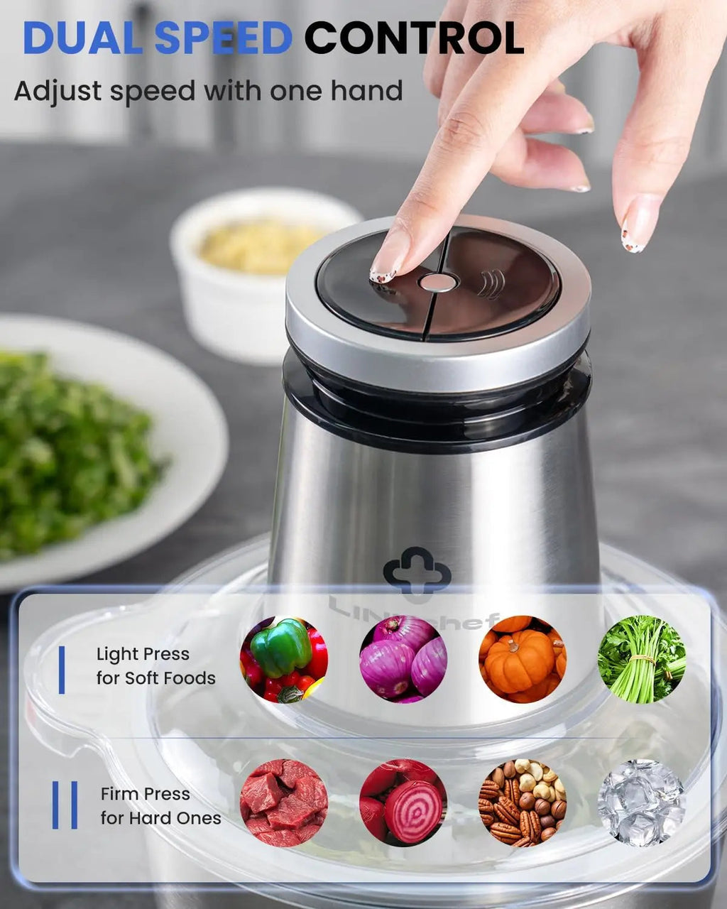 10 Cup Electric Food Processor Chopper 600W Meat Grinder Mini Stainless Steel for Home Use with Container Clickngo24