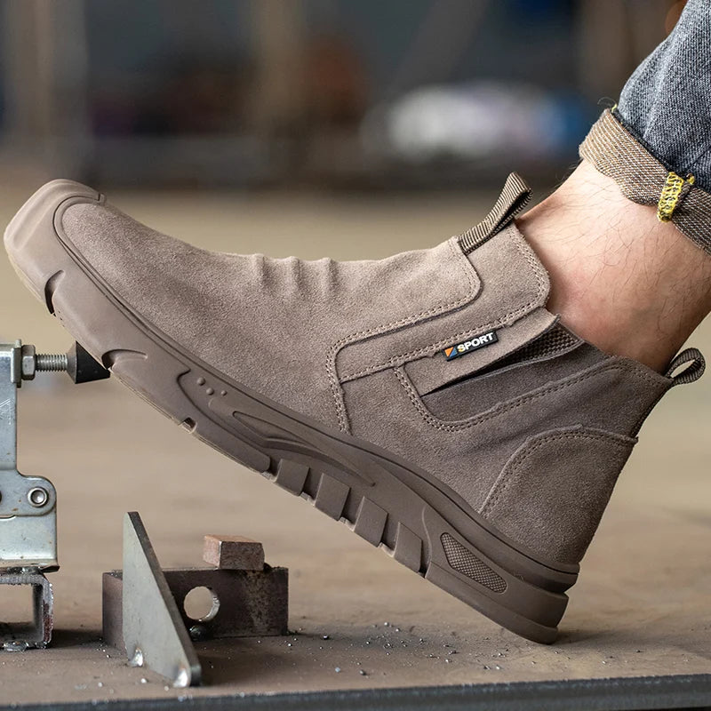 Men's Steel Toe Cap Work Boots Anti-Puncture Safety Shoes Indestructible Outdoor Work Footwear for Men Clickngo24