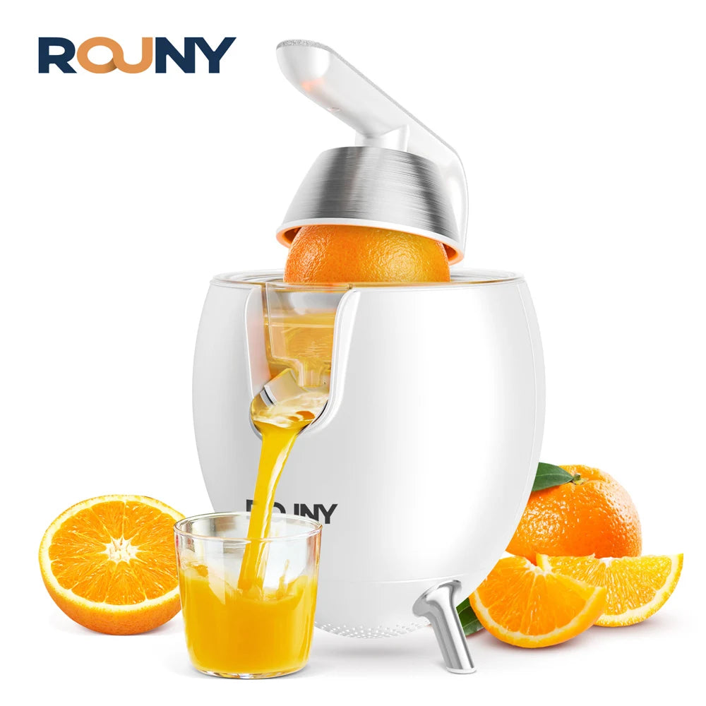 ROUNY 850W Electric Citrus Juicer Stainless Steel Orange Lemon Press Juicer White Spaceship Design with Automatic Pulp Ejection Clickngo24