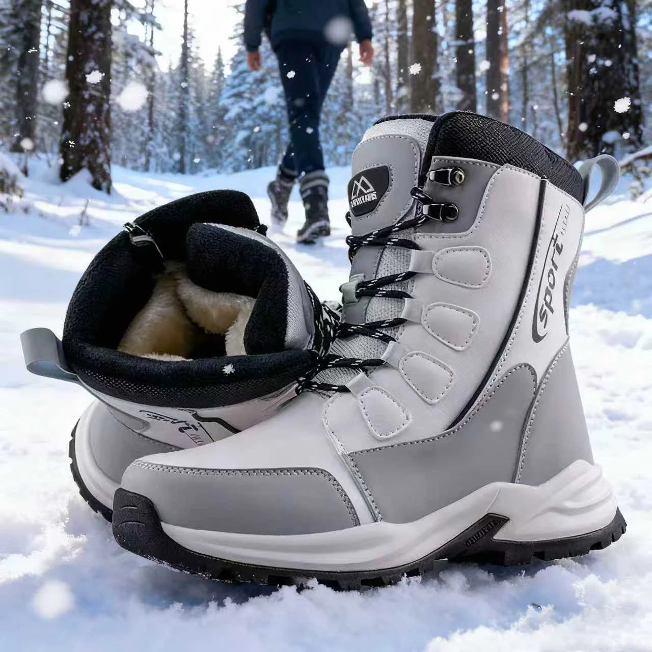 Womens Waterproof Winter Snow Boots Warm Shoes Furry Mid Calf Lightweight Walking Hiking Booties Clickngo24