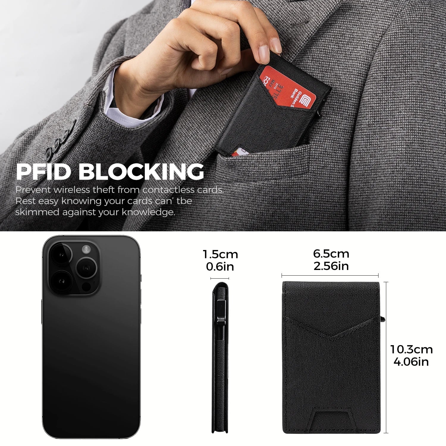 Minimalist Slim Cardholder for Men Premium Fabric Wallet with Card Ejector RFID Blocking Front Pocket Stylish Business Design Clickngo24