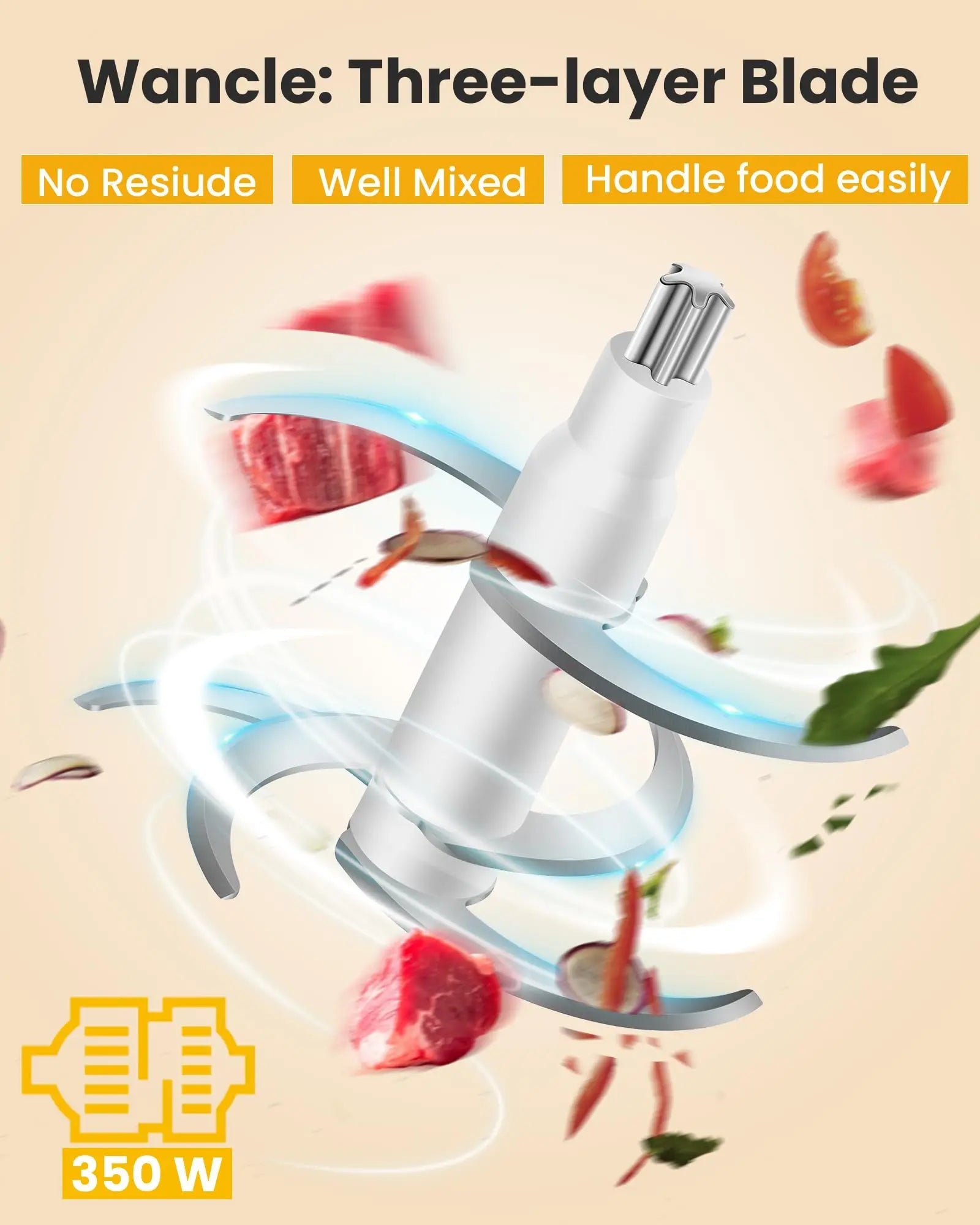 Electric Meat Grinder 350W Stainless Steel Blade Vegetable Garlic Crusher Kitchen Chopper Food Processor for Household Clickngo24