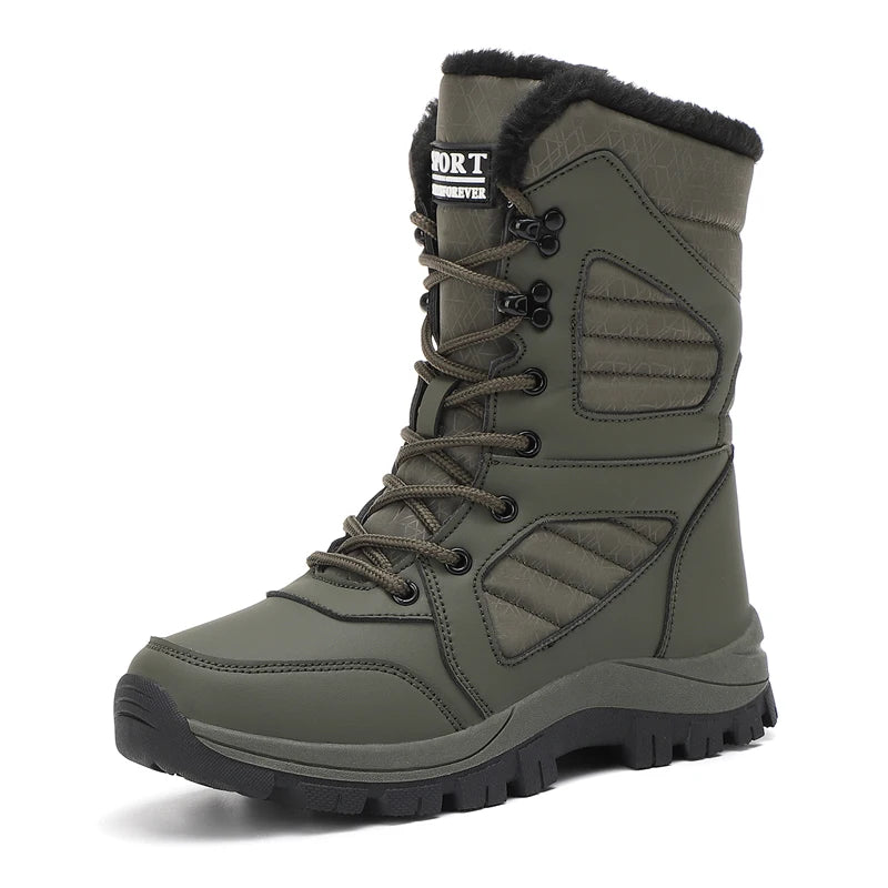 Winter Women's High-Top Waterproof Snow Boots Ankle Warm Hiking Shoes Cotton Lined Thick Sole Outdoor Sneakers for Cold Weather Clickngo24