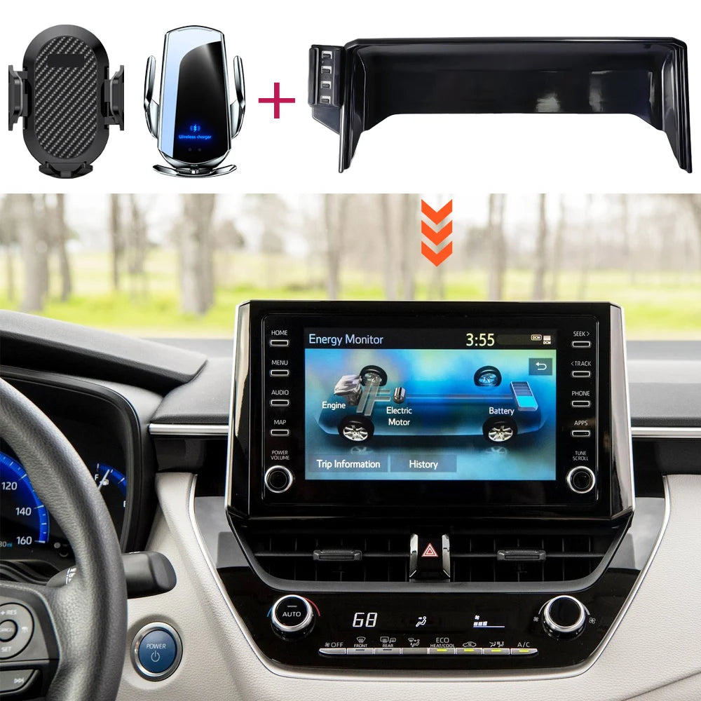 Toyota Corolla E210 Car Phone Holder 2019-2022 Wireless Charging Compatible Black Screen Panel Fixed Base Mount Clickngo24