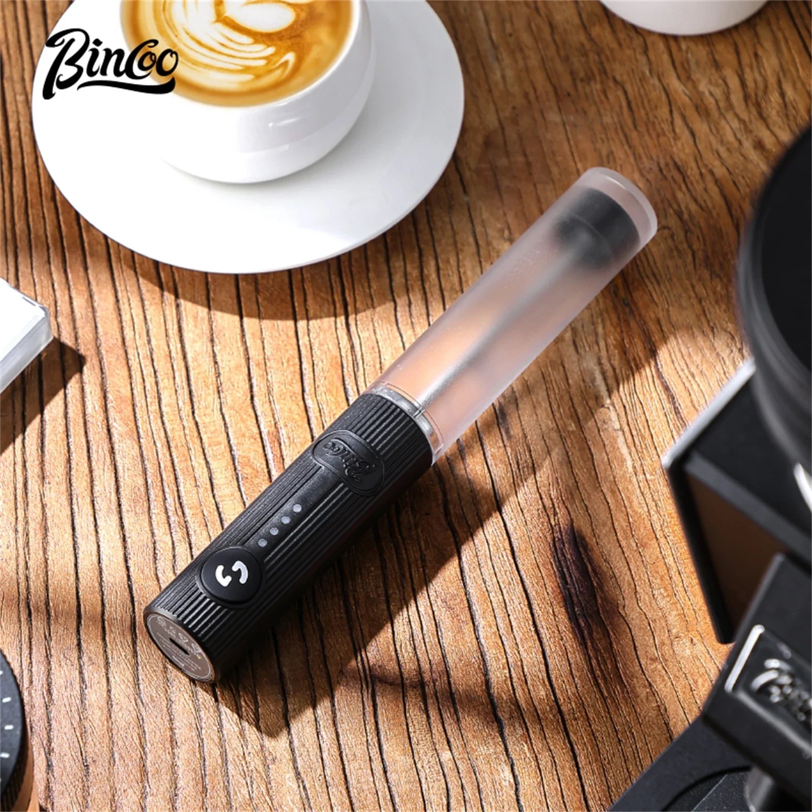 Bincoo Electric Coffee Whisk Milk Foamer Mini Blender Egg Beater Portable Stainless Steel Mixer Handle Stirrer for Cappuccino Cooking Clickngo24