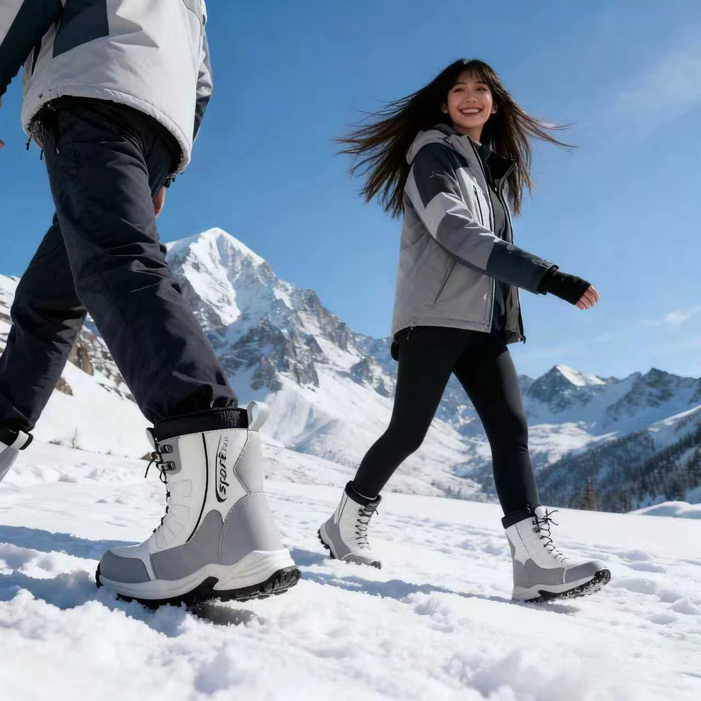 Womens Waterproof Winter Snow Boots Warm Shoes Furry Mid Calf Lightweight Walking Hiking Booties Clickngo24
