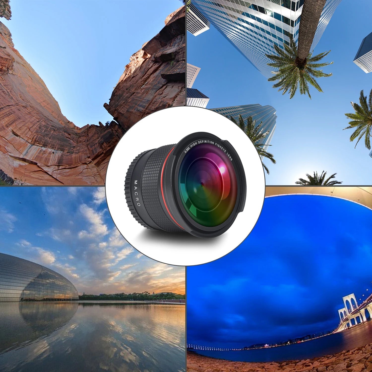 52MM 0.35x HD Wide Angle Fisheye Lens with Macro for Nikon DSLR D7100 D7000 D5500 D5300 D5200 D5100 D3500 D3400 D3100 - Camera Lens Clickngo24