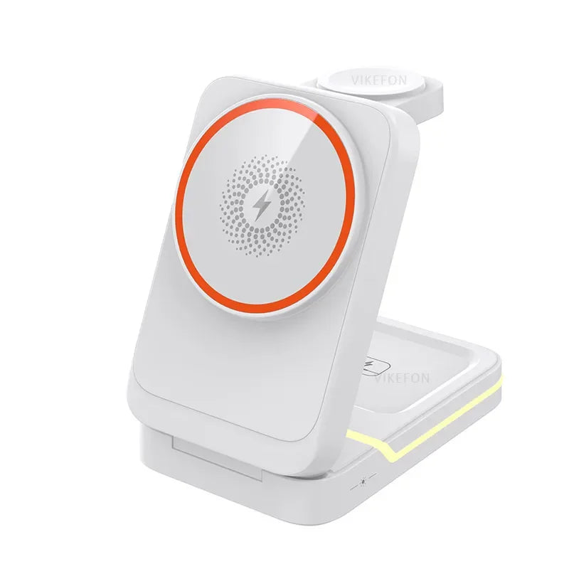 3 in 1 Magnetic Foldable Wireless Charger Stand for Magsafe iPhone 16/15/14/13/12 pro Apple Watch 2-9 SE Airpods pro - Travel Fast Charging Base Clickngo24