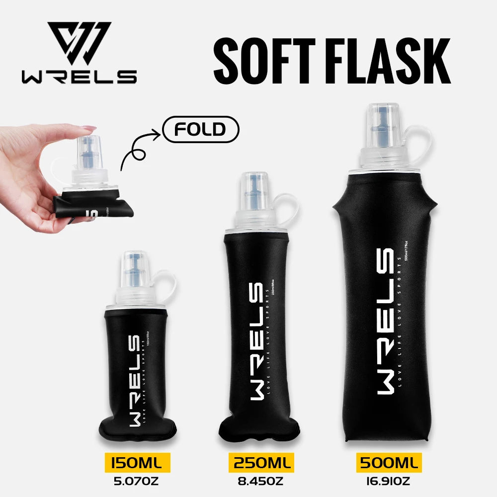 WRELS Portable TPU Soft Water Bottle BPA Free Folding Soft Flasks For Outdoor Sports Marathon Running Hydration Camping Hiking Clickngo24