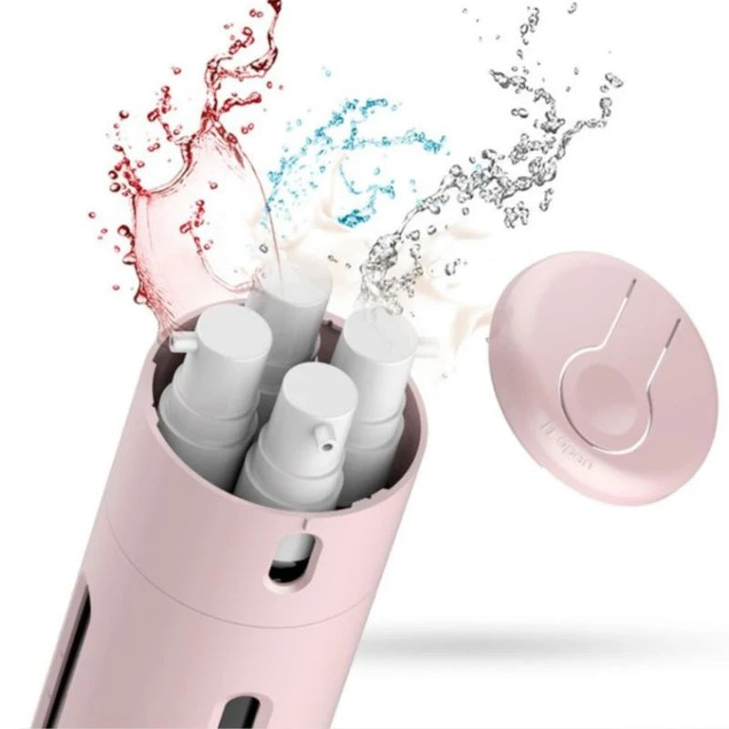 4-in-1 Travel Liquid Dispenser Split Bottle Refillable Shampoo Lotion Shower Gel Soap Container Press Sub-bottle 30ml