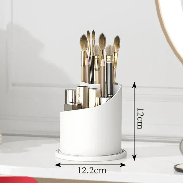 360° Rotating Makeup Brush Holder Desktop Organizer for Lipsticks Eyebrow Pencils - Transparent Cosmetic Storage Box Clickngo24
