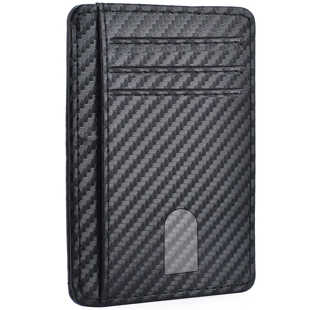 Men's Slim Minimalist PU Leather Wallet Anti-RFID Blocking Front Pocket Credit Card Holder with Magic ID Protection Clickngo24
