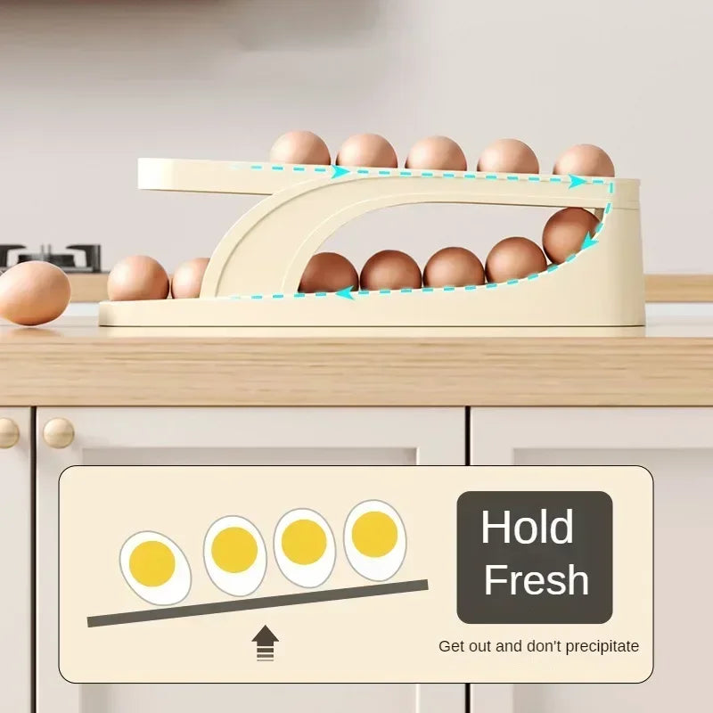 Automatic Scrolling Egg Rack Holder Storage Clickngo24