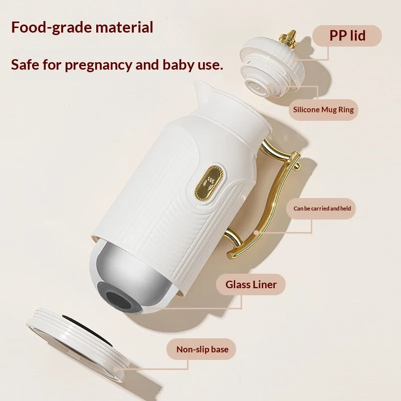 Arabian Style Thermos Flask 1000ml Press-Type Glass Inner Liner Hot Water Bottle Eco-Friendly Insulated Water Bottle for Adults