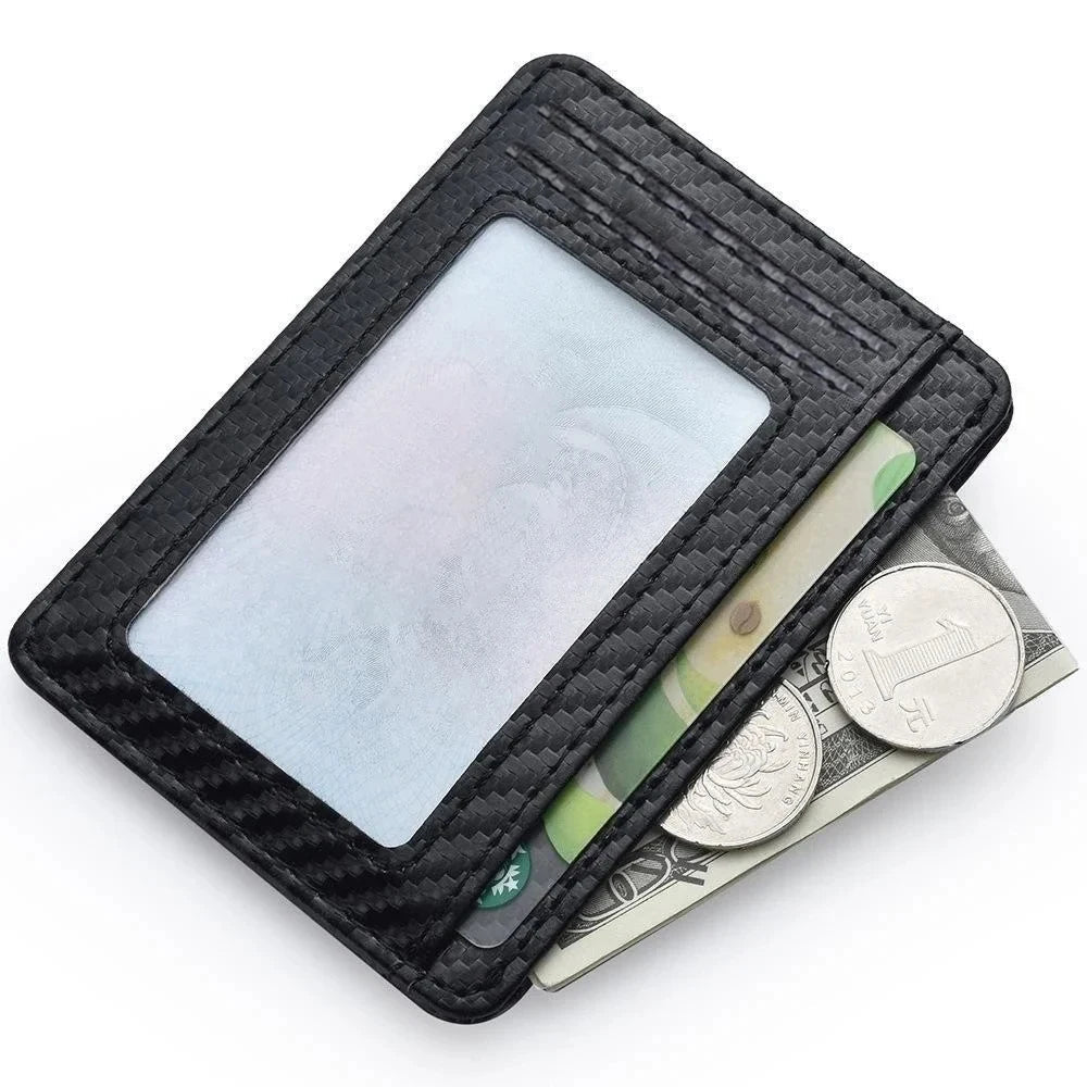 Men's Slim Minimalist PU Leather Wallet Anti-RFID Blocking Front Pocket Credit Card Holder with Magic ID Protection Clickngo24
