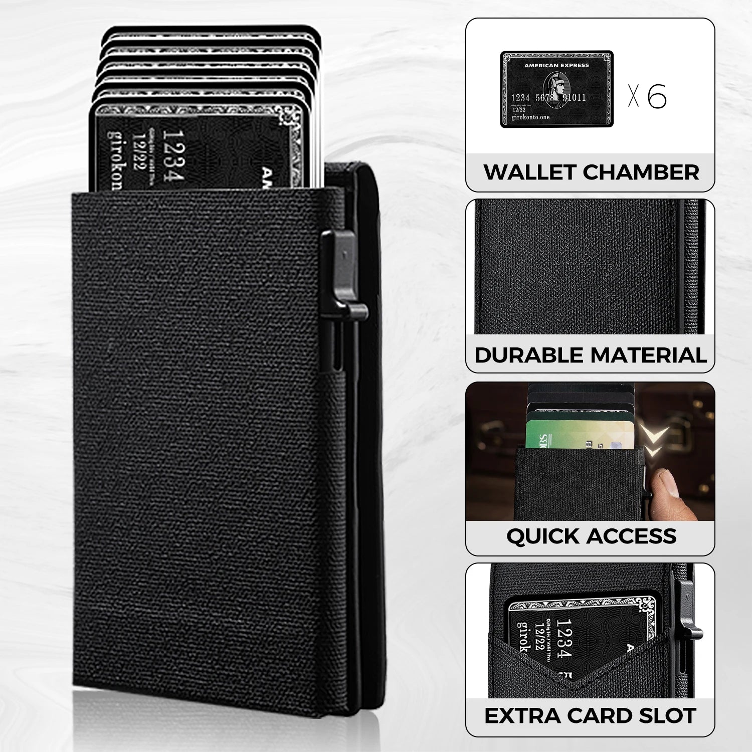Minimalist Slim Cardholder for Men Premium Fabric Wallet with Card Ejector RFID Blocking Front Pocket Stylish Business Design Clickngo24