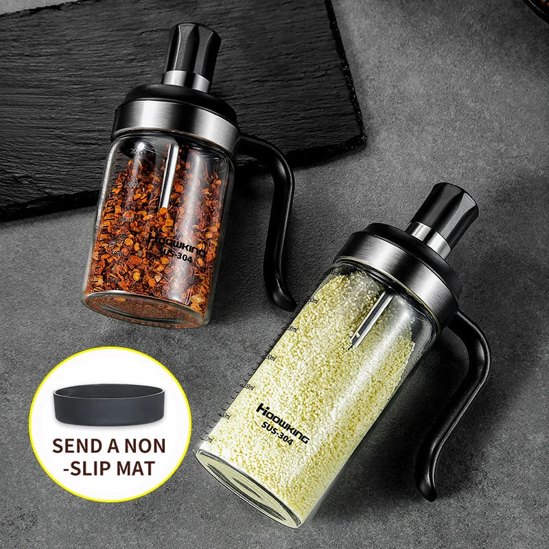 1pc Glass Transparent Spice Seasoning Bottle with Spoon Eco-Friendly Kitchen Supplies Sugar Salt And Pepper Container Clickngo24