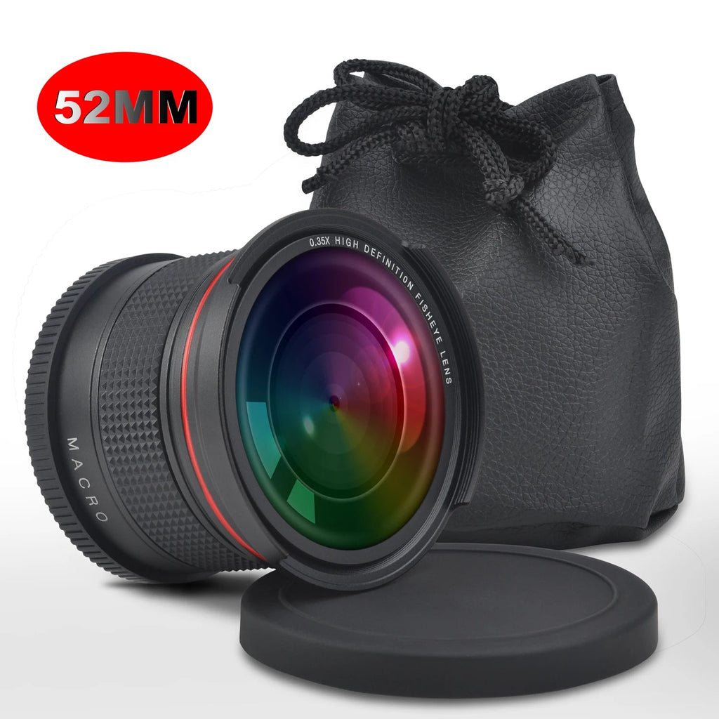 52MM 0.35x HD Wide Angle Fisheye Lens with Macro for Nikon DSLR D7100 D7000 D5500 D5300 D5200 D5100 D3500 D3400 D3100 - Camera Lens Clickngo24
