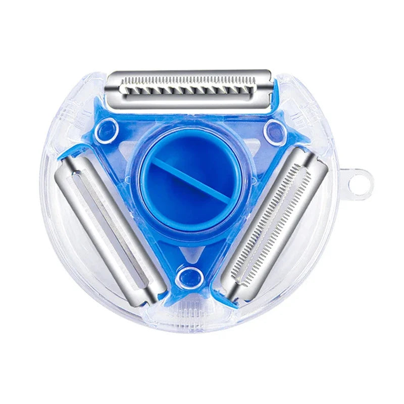 Stainless Steel 3-in-1 Multifunctional Vegetable Fruits Peeler Shredder Kitchen Tool Red/Blue Modern Simplicity Design Clickngo24