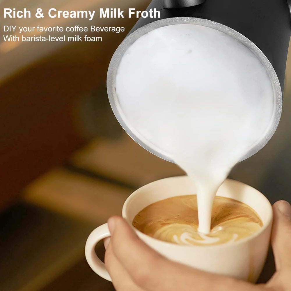 Electric Milk Frother Automatic Rotary Foamer for Coffee Cappuccino Latte 4 in 1 Hot and Cold Foam Maker Milk Frother Foamer Clickngo24