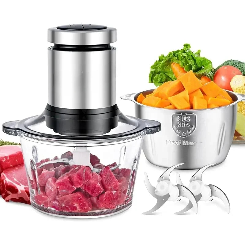 Compact Food Processor Meat Grinder Electric Vegetable Chopper Durable Blades for Kitchen Clickngo24