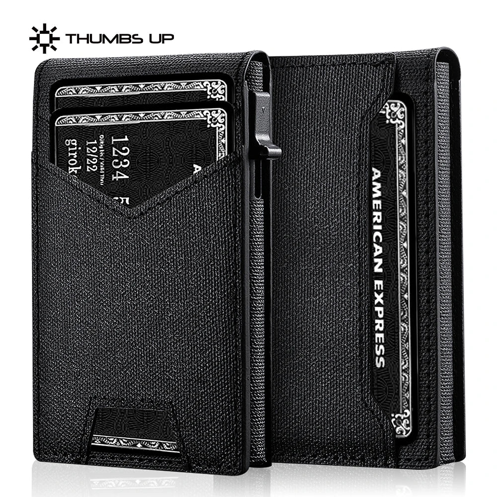 Minimalist Slim Cardholder for Men Premium Fabric Wallet with Card Ejector RFID Blocking Front Pocket Stylish Business Design Clickngo24