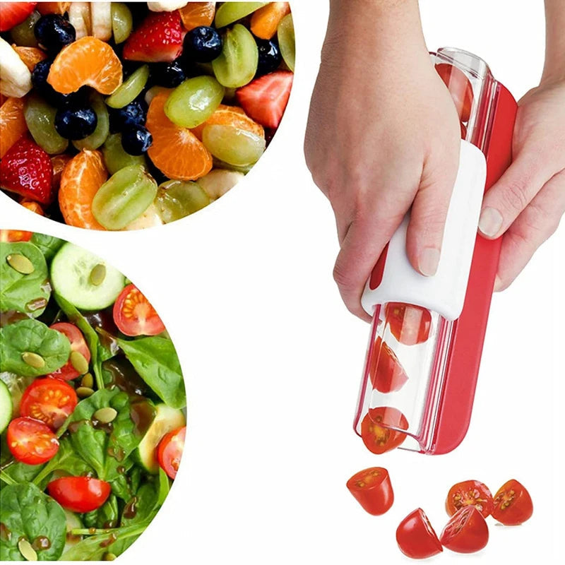 Manual Tomato Grape Cherry Slicer Short Eyecatching Fruit Vegetable Salad Tool Kitchen Gadget Progressive Zip Slicer Clickngo24