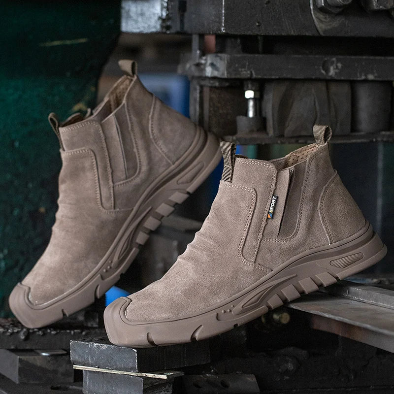 Men's Steel Toe Cap Work Boots Anti-Puncture Safety Shoes Indestructible Outdoor Work Footwear for Men Clickngo24