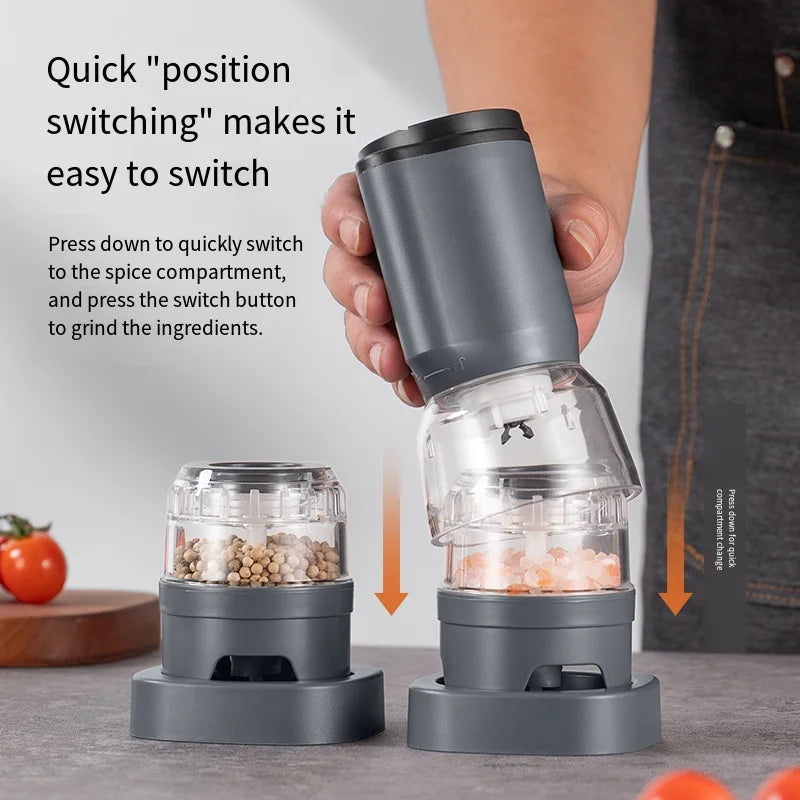 Rechargeable Electric Pepper Grinder And Salt Mill Set - Fast Grinding Coarse to Fine Adjustable Kitchen Gadget Essential Cooking Tools Clickngo24
