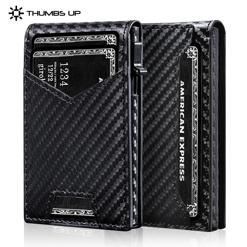 Minimalist Slim Cardholder for Men Premium Fabric Wallet with Card Ejector RFID Blocking Front Pocket Stylish Business Design Clickngo24