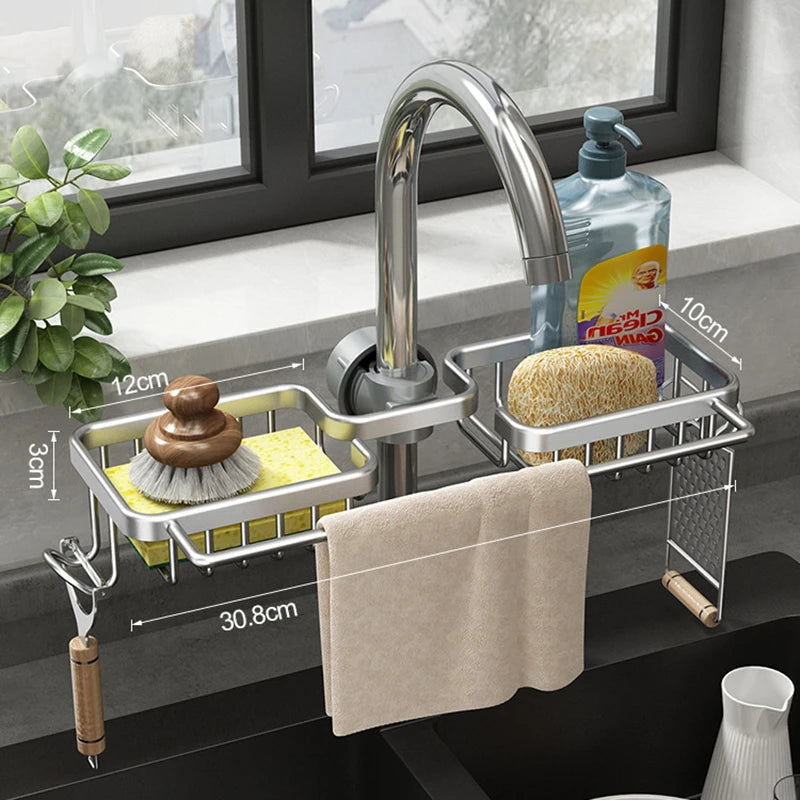 Kitchen Space Aluminum Sink Drain Rack Clickngo24
