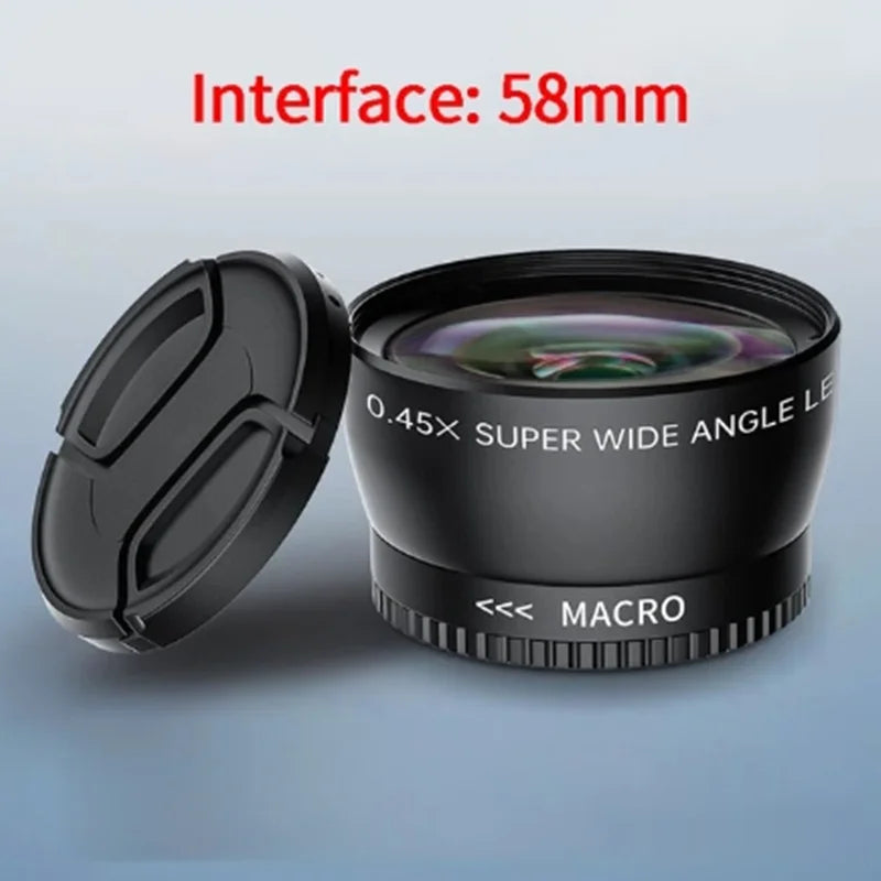 52mm Wide Angle Macro Lens 0.45X Magnification Universal Conversion Lens for Canon Nikon Sony Cameras Compatible Telescope Accessory Clickngo24