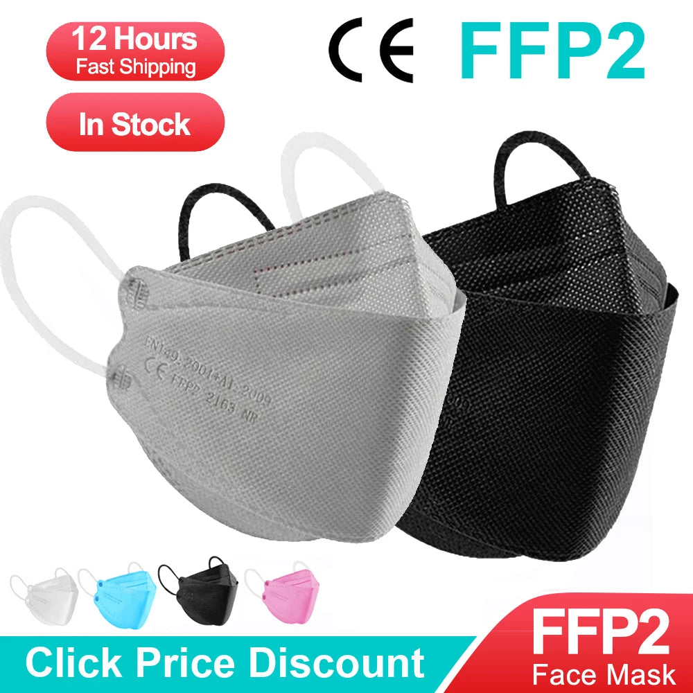 4-Layer FPP2 Dust Mask Adult Non-Woven Face Mask KN95 Respirator Personal Protective Maske Anti-Dust Mouth Mask Clickngo24